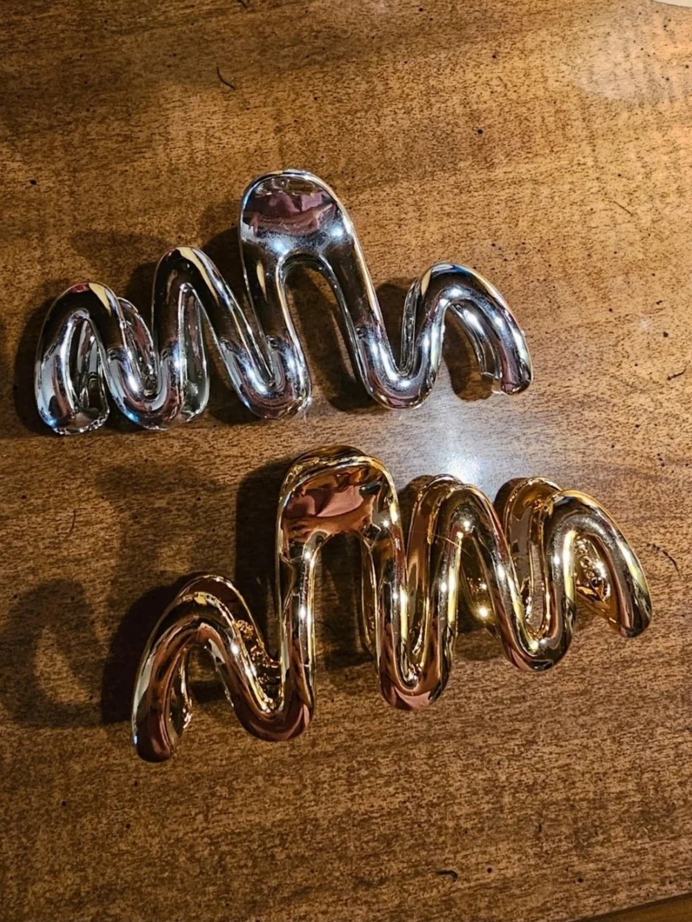 Gold and Silver Mixed Metal Hair Clip Set Of 5 - Women Accessories